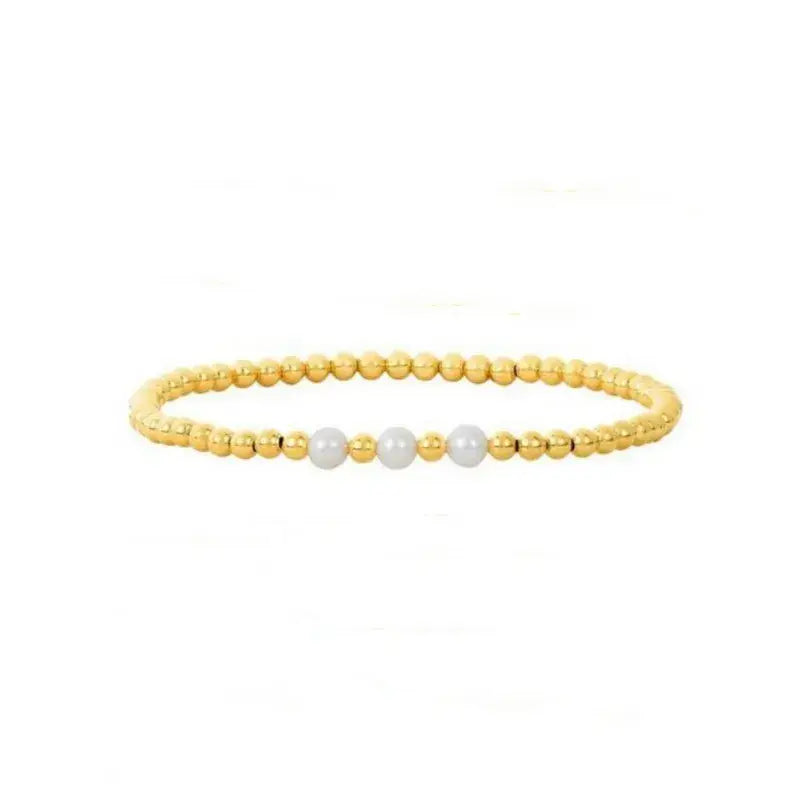 Gold Beaded Bracelet With Small Pearls