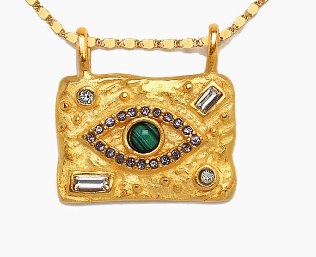 Evil Eye Gold Crystal Necklace
