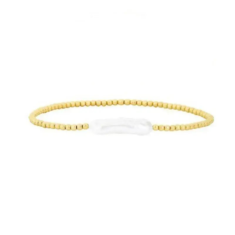 Gold Beaded Bracelet With Long Pearl