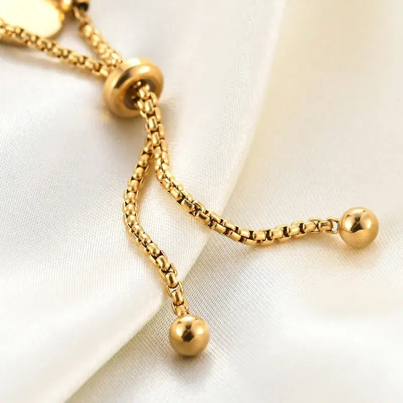 Gold Beaded Adjustable Bracelet
