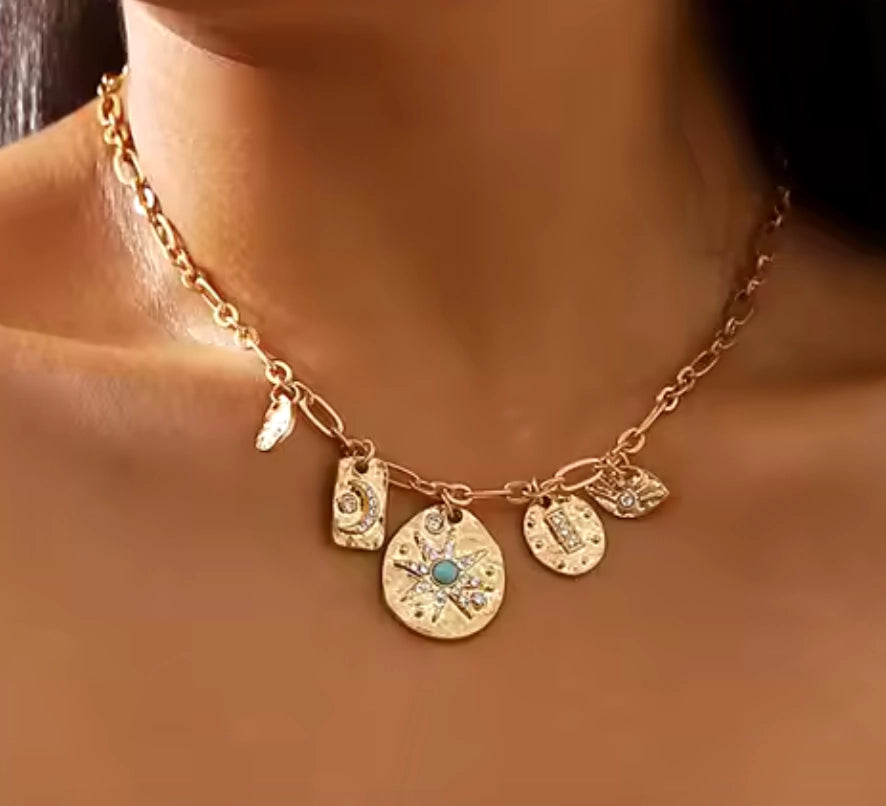 Evil Eye Coin Charm Necklace