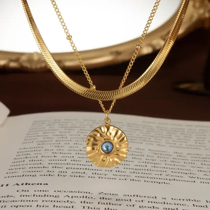 Gold Layered Necklace With Stone