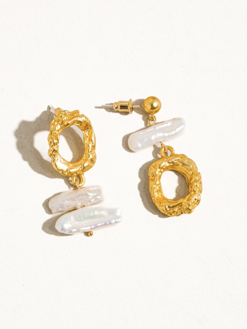 Gold and Pearl Mismatch Earring