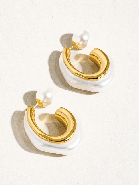 Pearl Hoop Earring With Gold Lining