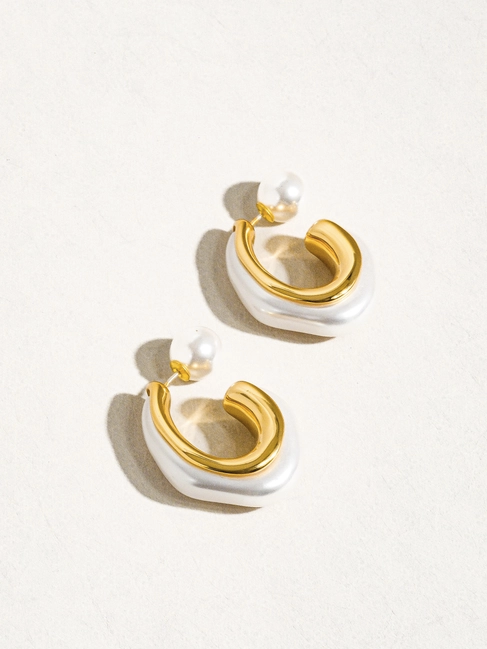 Pearl Hoop Earring With Gold Lining