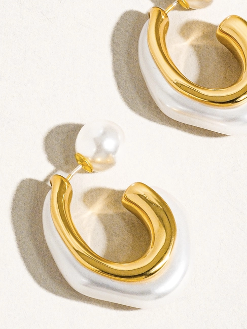 Pearl Hoop Earring With Gold Lining