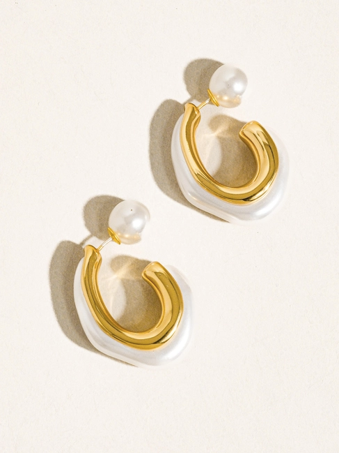 Pearl Hoop Earring With Gold Lining