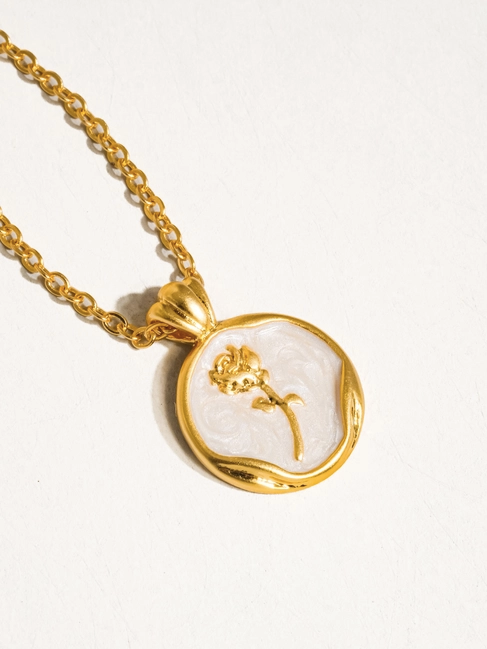 Rose Coin Pendant Necklace