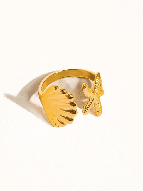 Star and Shell Wrap Ring